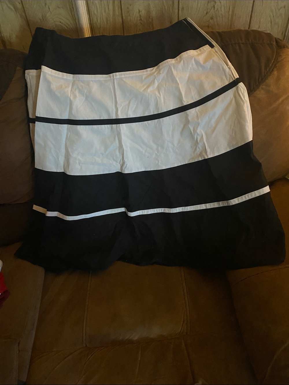 Ashley Stewart Black and White Striped A-Line Skirt